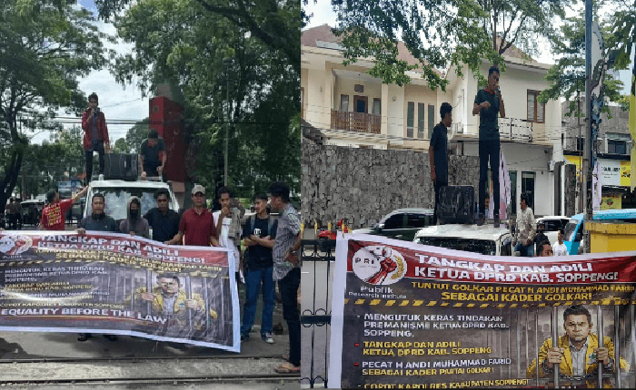 PRI Gelar Aksi Demo Jilid II di Kantor Golkar dan Mapolda Sulsel Terkait Kasus Oknum Ketua DPRD Soppeng