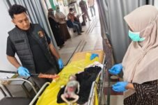 Foto lokasi penemuan jenazah bayi di Sungai Arakundo, Kecamatan Simpang Ulim, Aceh Timur