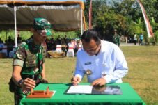 Penandatanganan pembukaan TMMD Sengkuyung Tahap III Tahun 2026 di Desa Majenang, Kabupaten Sragen.