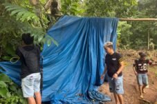 Tim Resmob Satreskrim Polres Sinjai membongkar tenda dan arena sabung ayam di Sinjai Barat.