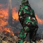 Foto simulasi penanganan kebakaran hutan dan lahan di Alas Kethu, Wonogiri.