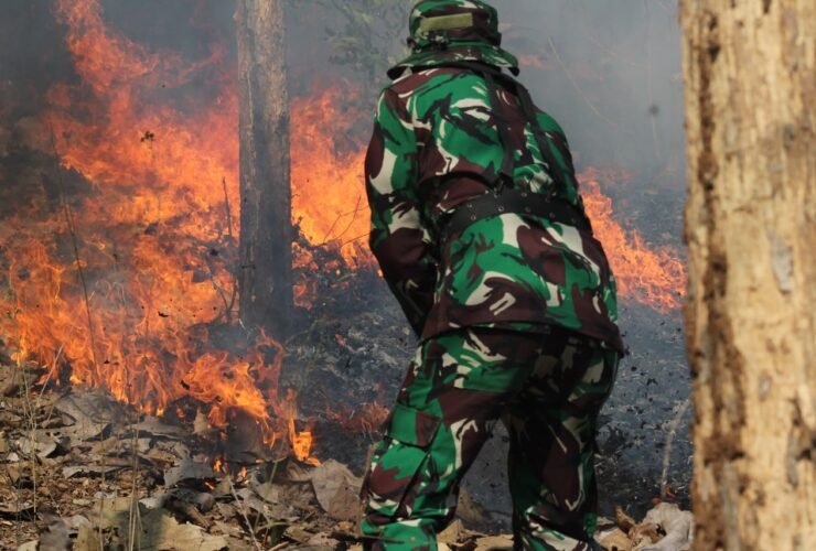 Foto simulasi penanganan kebakaran hutan dan lahan di Alas Kethu, Wonogiri.