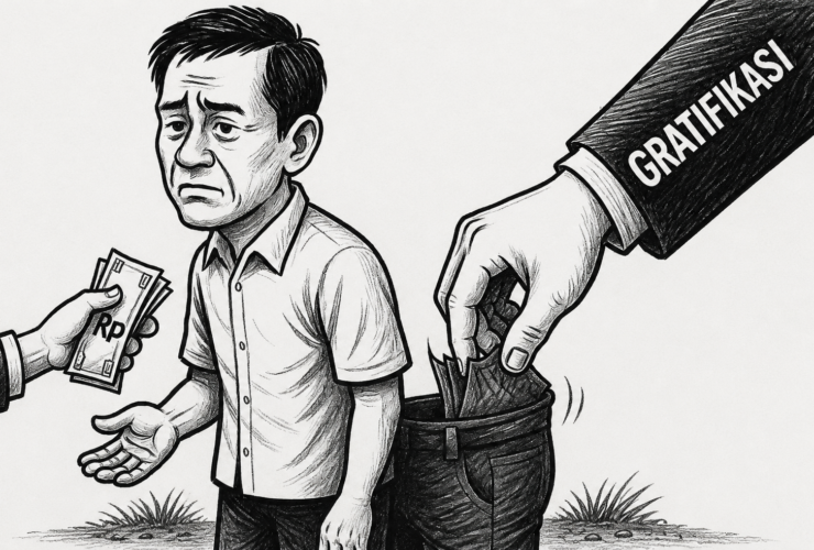 Keterangan foto: Ilustrasi hitam putih pengusutan KPK terhadap aliran suap dana hibah di Jawa Timur.