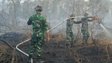 Personel gabungan memadamkan karhutla di Rimba Panjang Kampar