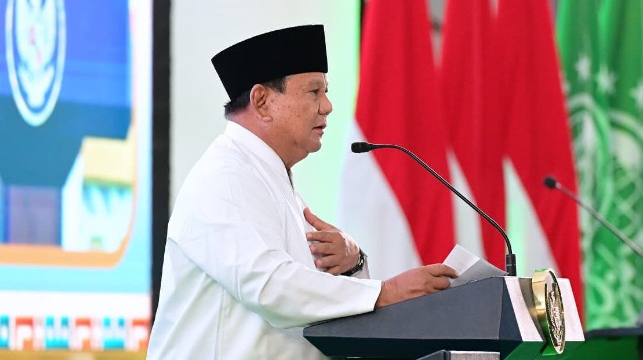 Presiden Prabowo Subianto menyampaikan program MBG saat Muktamar ke-35 NU di Jombang.