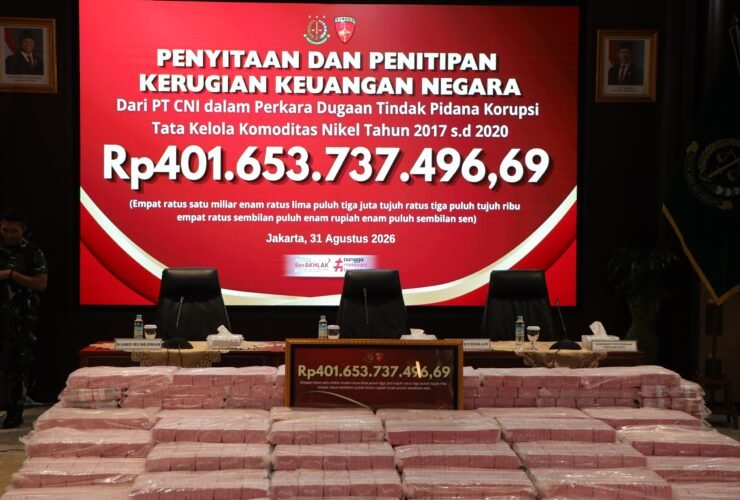 Tim Penyidik JAM PIDSUS menerima penyerahan kerugian keuangan negara dari PT CNI di Jakarta, 28 Agustus 2026.