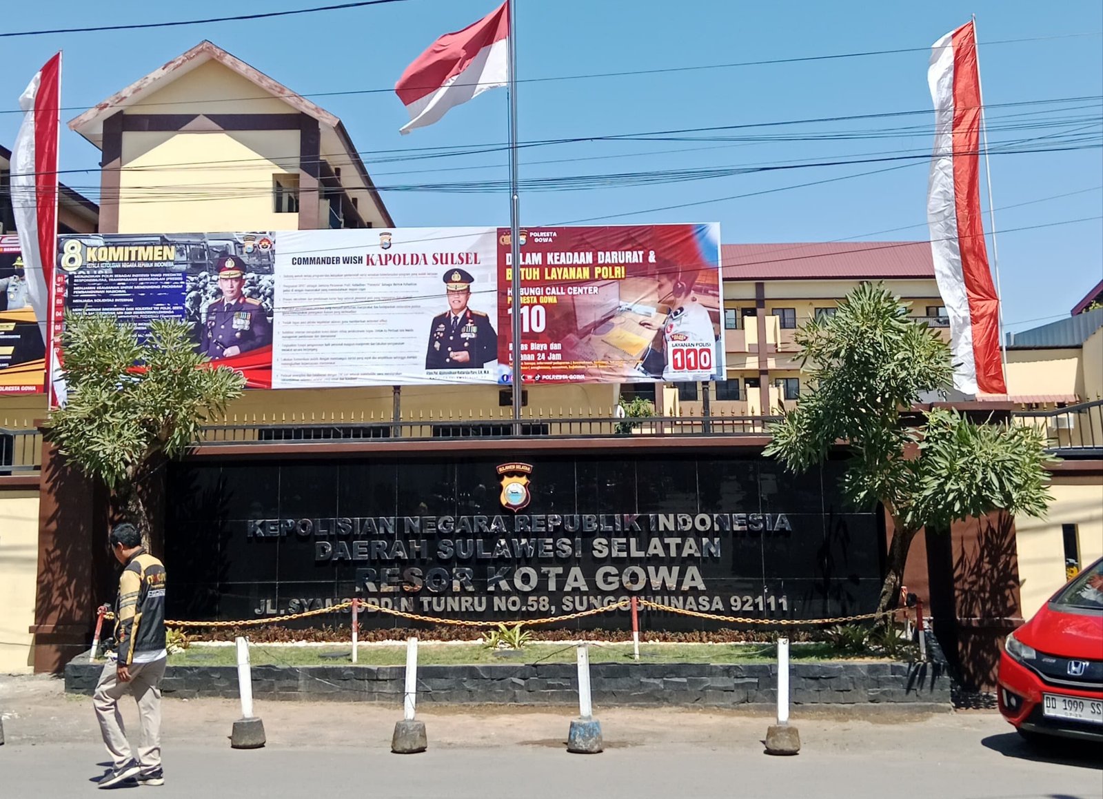 Tampak depan Kantor Polresta Gowa. Foto Azhari/InsertRakyat.com. (6 Juli 2026).