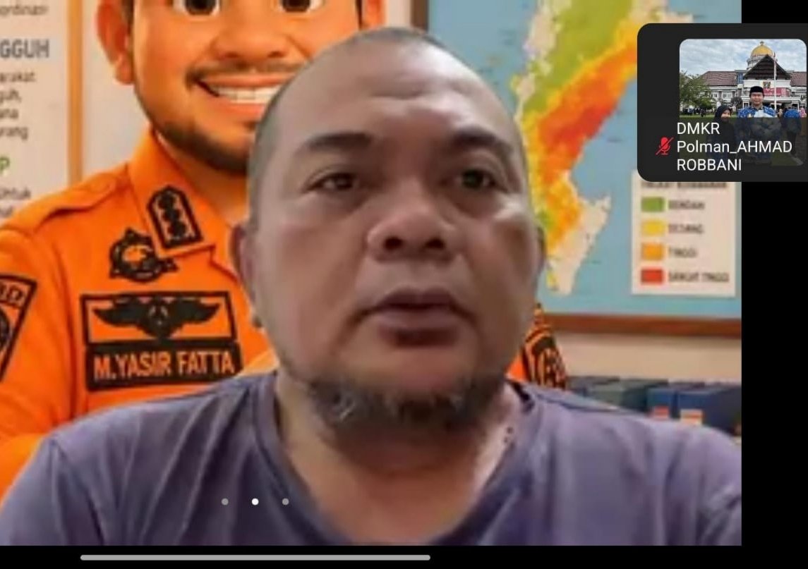 Kepala UPTD Pemadam Kebakaran Polewali Mandar, Imran, S.IP., M.M., dalam Rapat Satuan Tugas Karhutla Provinsi Sulawesi Barat yang digelar daring, Jumat