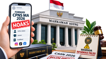 Ilustrasi Mahkamah Agung dan informasi seleksi CASN 2026 yang belum dibuka.