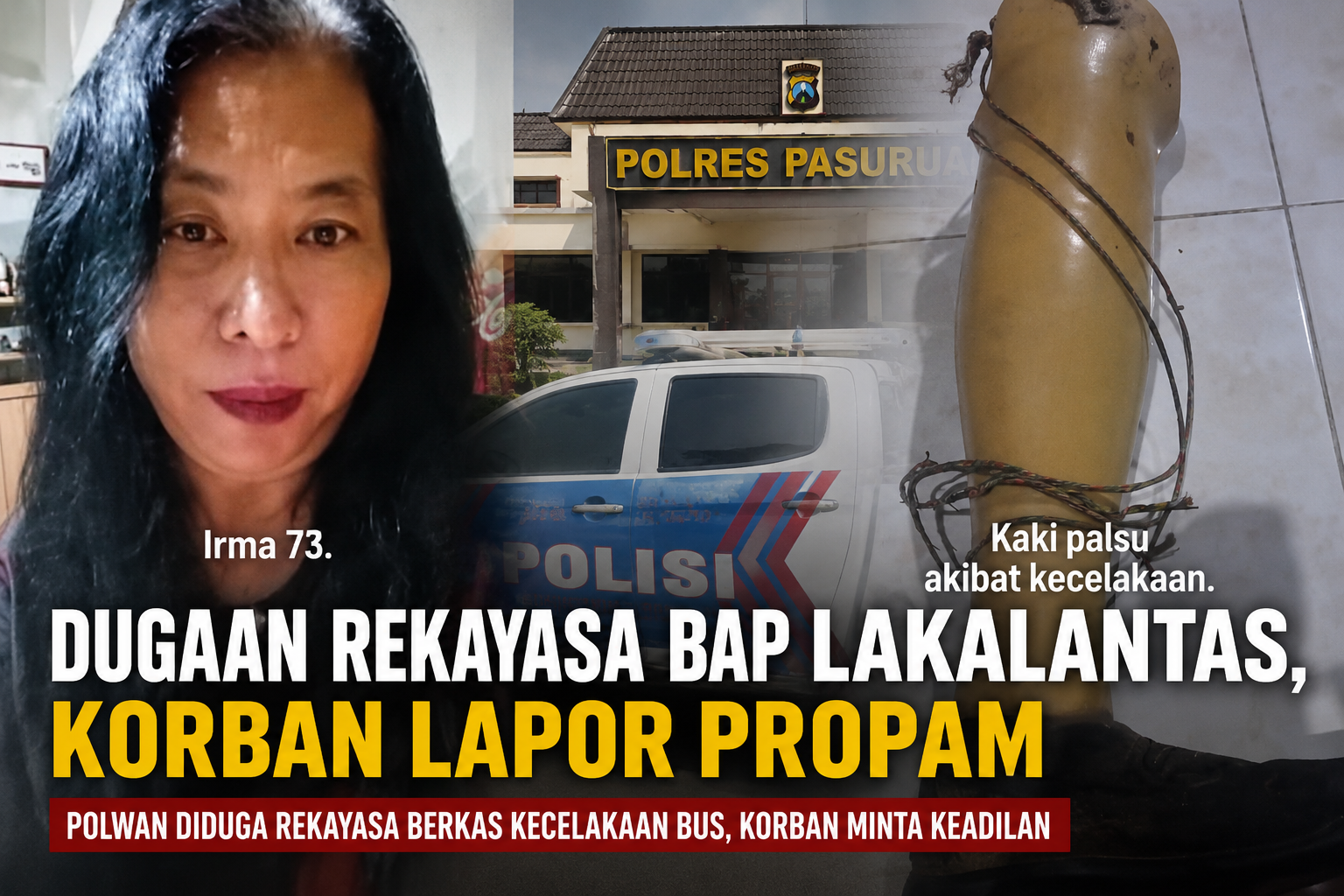 Dugaan Rekayasa Berkas Kecelakaan, Korban Bus di Pasuruan Lapor Propam Polda Jatim