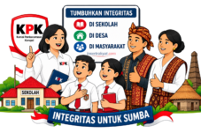 Ilustrasi KPK bersama pelajar dan masyarakat Sumba yang mengajak menumbuhkan integritas di sekolah, desa, dan masyarakat.