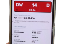 Foto Aplikasi Basul mobile menampilkan status tunggakan pajak mobil Samsat Kabupaten Sinjai.