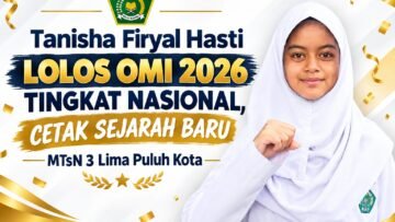 Tanisha Firyal Hasti, peserta didik MTsN 3 Lima Puluh Kota yang lolos ke tingkat nasional OMI 2026 bidang Matematika.