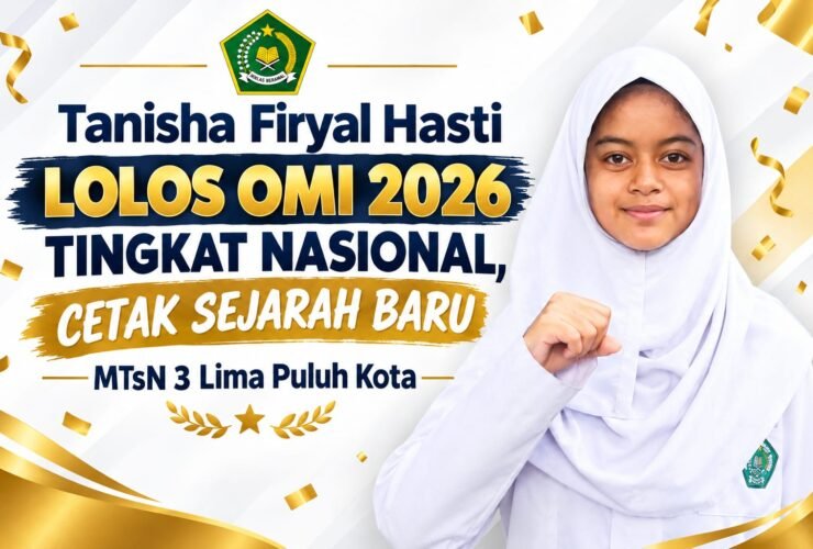 Tanisha Firyal Hasti, peserta didik MTsN 3 Lima Puluh Kota yang lolos ke tingkat nasional OMI 2026 bidang Matematika.