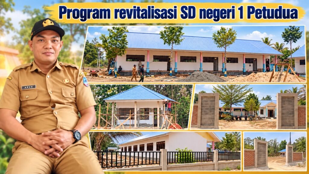 Pekerjaan revitalisasi SD Negeri 1 Petudua di Kabupaten Kolaka dengan progres di atas 60 persen pada minggu ke-13.