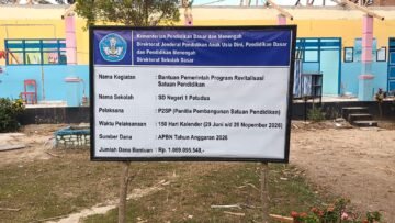 Pekerjaan revitalisasi SD Negeri 1 Petudua di Kabupaten Kolaka dengan progres di atas 60 persen pada minggu ke-13.
