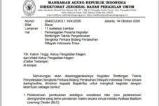 Pemanggilan peserta tercantum dalam Surat Ditjen Badilum Nomor 2640/DJU/DL1.10/X/2026 tertanggal 14 Oktober 2026, yang ditandatangani secara elektronik oleh Direktur Jenderal Badan Peradilan Umum Bambang Myanto.