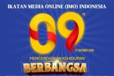 Poster peringatan HUT ke-9 IMO-Indonesia, 27 Oktober 2026, mengusung tema “Mencerdaskan Kehidupan Berbangsa dengan Pemberitaan yang Benar dan Berimbang”.