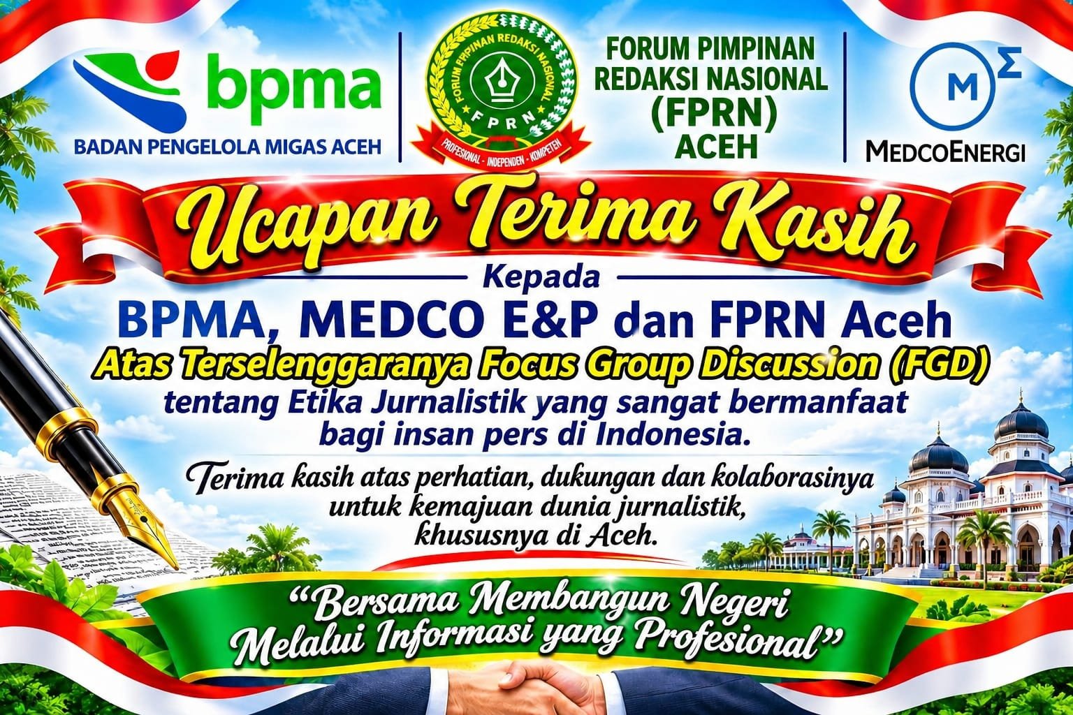 FPRN Apresiasi FGD yang dilaksanakan MEDCO E&P dan BPMA Terkait Etika Jurnalistik dalam era digital AI