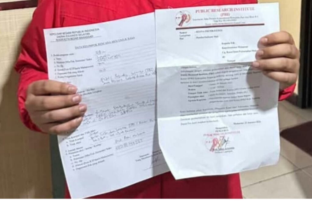Foto : Surat Pemberitahuan Aksi Diterima Polrestabes, PRI Bidik Aksi di Dinas PU Sulsel, BPK dan Kejati Terkait Skandal Proyek DI Apparang Hulu Sinjai.