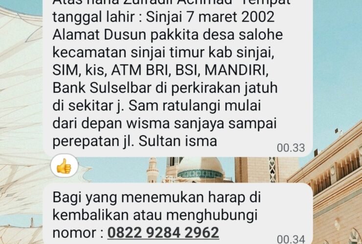 Dompet Berisi Dokumen Penting Hilang, Pemilik Harapkan Bantuan Warga Sinjai